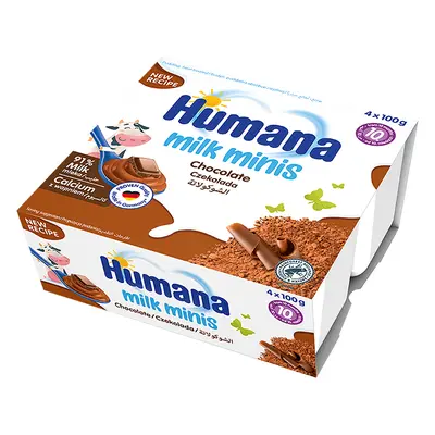 Humana Milk Minis Dessert, budino al cioccolato, dopo 10 mesi, 4 x 100 g