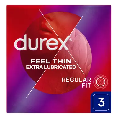 Durex Fetherlite Elite, preservativi con più lubrificante, più sottili, 3 pezzi