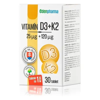 EDENPharma VITAMINA D3 + K2 1×30 tbl, integratore alimentare