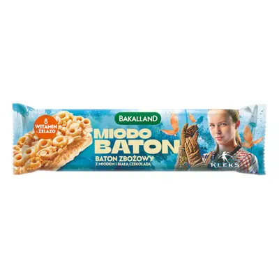 Bakalland Miodo Barretta di cereali con miele e cioccolato bianco, Blob, 25 g