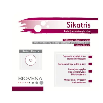 Sikatris, cerotto in silicone per cicatrici, circolare, 7,6cm, 1 pezzo