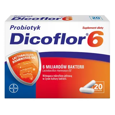 Probiotico Dicoflor 6 per bambini dai 3 anni e adulti, 20 capsule, Bayer