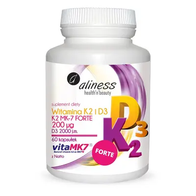 Aliness Vitamina K2 MK-7 Forte 200 µg + D3 2000 UI, 60 capsule