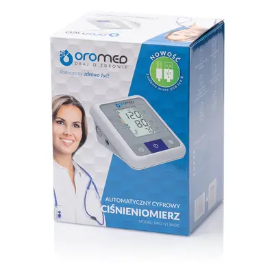 Oromed Oro-N1 Basic, misuratore elettronico di pressione del braccio superiore con alimentatore