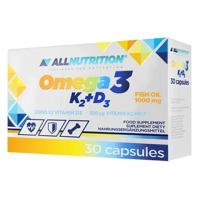 Allnutrition Omega 3 K2 + D3, olio di pesce 1000 mg + vitamina K 100 µg + vitamina D 2000 UI, 30