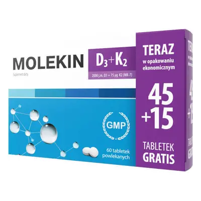 Molekin D3 + K2 45+15 - Integratore Alimentare in Compresse per il Benessere delle Ossa e del Si