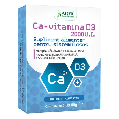 Calcio + vitamina D3, 30 compresse, Adya Green Pharma