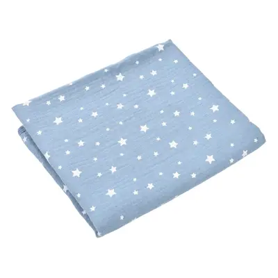 Mussola di cotone biologico con stelle bianche, 75x75 cm, Bleu