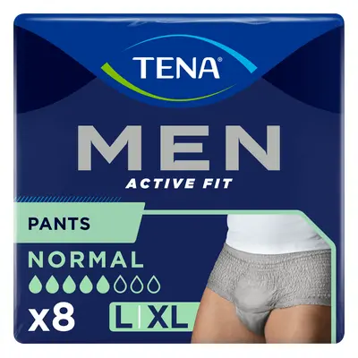 Tena Men Active Fit Pants, slip assorbenti per uomo, taglia L/XL, 95-130 cm, normale, 8 pezzi