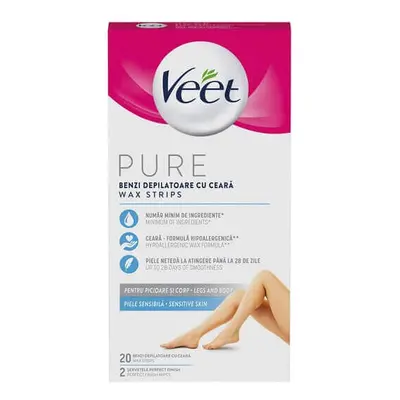 Strisce di cera depilatoria per gambe, 20 pezzi, Veet