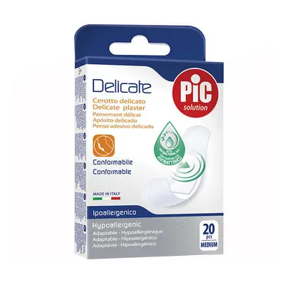 Pic Solution Delicate, cerotto per medicazione, antibatterico, medio, 19 mm x 72 mm, 20 pezzi