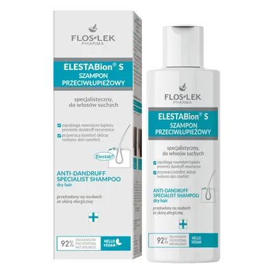 Flos-lek Elestabion S, shampoo specializzato antiforfora per capelli secchi, 150 ml