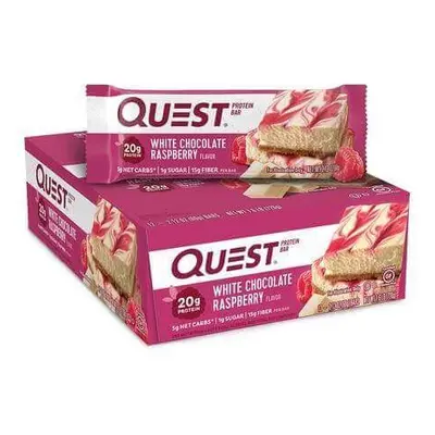 Quest Protein Bar, barretta proteica, al gusto di cioccolato bianco e lampone, 60 g