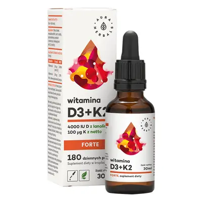 Integratore di Vitamina D3+K2 Forte - Soluzione di 30 ml per bilanciare carenze di vitamine D e 