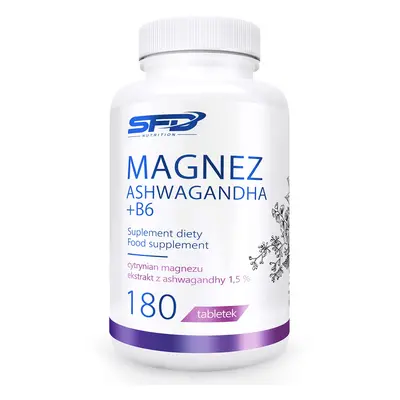 SFD Magnesio Ashwagandha + B6, Integratore Alimentare 180 Capsule