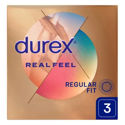 Durex Real Feel, preservativi lisci senza lattice, 3 pezzi