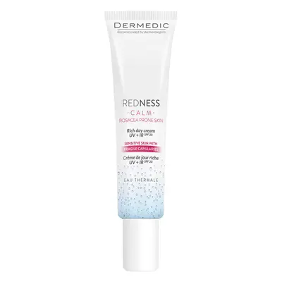 Dermedic Redness Calm, ricca crema giorno UV+ IR, per pelli vascolari con tendenza all'iper-reat