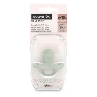 Suavinex Colour Essence SX Pro, succhietto, 100% silicone, fisiologico, verde, 6-18 mesi, 1 pezz