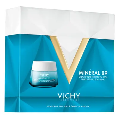 Kit minerale 89, Crema 100H intensamente idratante per pelli secche, 50 ml, Vichy