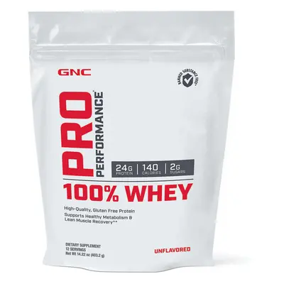 Gnc Pro Performance 100% Whey, proteine ​​del siero di latte insapore, 403,2 g