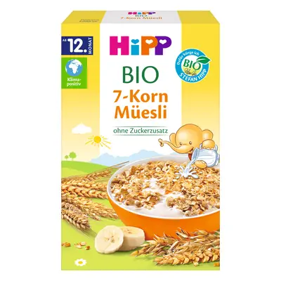 HiPP Musli 7 cereali Bio, banana, senza zuccheri aggiunti, da 12 mesi, 200 g