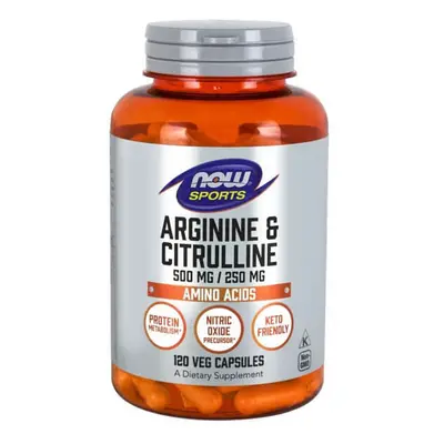 Now Foods Arginina e Citrullina, L-arginina e citrullina, 120 capsule