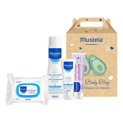 Set Mustela Bebe Enfant My Baby Bag, gel lavante, 200 ml + crema viso, 40 ml + crema fasciatoio,