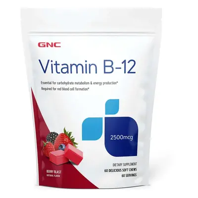 Gnc vitamina B-12 2500 mcg, al gusto di frutti di bosco, 60 caramelle