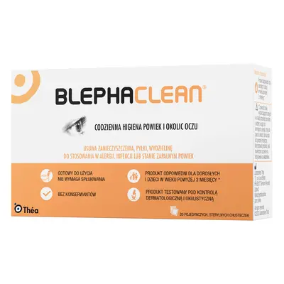 Blephaclean, salviette sterili per l'igiene quotidiana delle palpebre, 20 pz