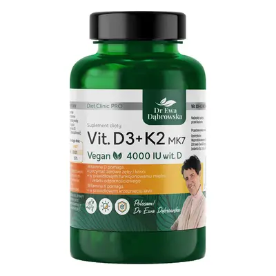 Dr Ewa Dabrowska Vit. D3 + K2 MK7 Vegan 4000 UI vit. D, 60 capsule