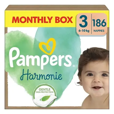 PAMPERS HARMONIE BABY DIAPERS V.3 6-10KG 186KS 1×186 pezzi, pannolini taglia 3