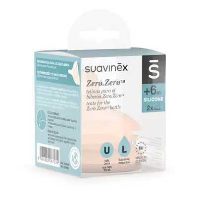 Suavinex Zero Zero, ciuccio in silicone, flusso rapido, da 6 mesi, 2 pezzi