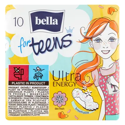 Bella for Teens, assorbenti igienici con ali, deo fresh, Ultra Energy, 10 pz