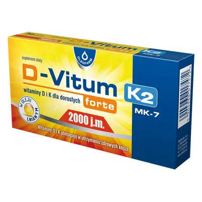 D-Vitum Forte 2000 IU K2, Integratore Alimentare in Capsule, 30 Pezzi