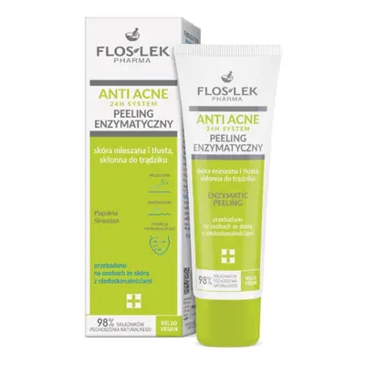 Flos-Lek Pharma Anti Acne Peeling enzimatico per pelle mista e a tendenza acneica, 50 ml