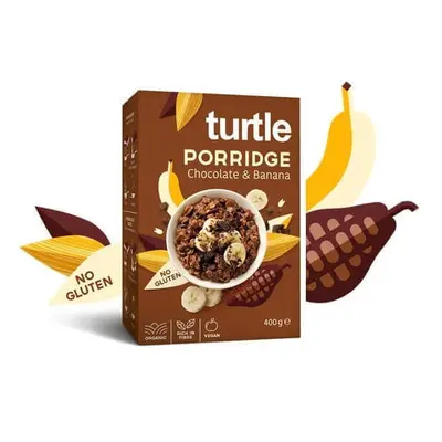 Porridge di cereali biologici senza glutine con cioccolato e banane, 400 grammi, Turtle SPRL