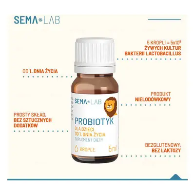 SEMA Lab Probiotico per bambini dal 1° giorno, gocce, 5 ml