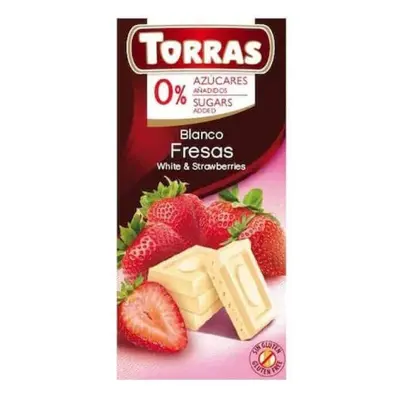 Cioccolato bianco con fragole senza zucchero e glutine 75g TORRAS