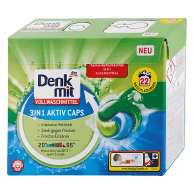 Denkmit Detersivo in capsule 3 in 1 per bucato bianco 22sp, 22 pz