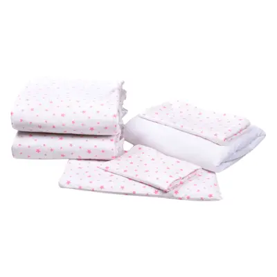 Set completo di lenzuola e copertine per culla, 120 x 60 cm, modello Pink Stars, Fic Baby