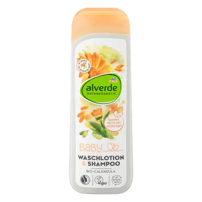 Alverde Naturkosmetik Lozione e shampoo per bambini alla calendula, 250 ml