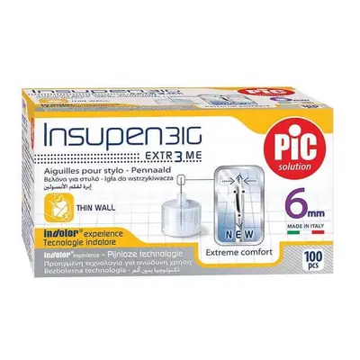 Pic Solution Insupen, aghi per penna da insulina, 31G (0,25 mm) x 6 mm, 100 pezzi