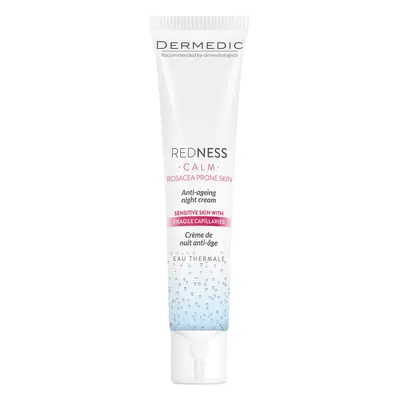 Dermedic Redness Calm, crema notte anti-età, pelle vascolare con tendenza all'iper-reattività, e