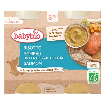 Babybio Risotto Eco Purea con Salmone, 2x200 g, BabyBio