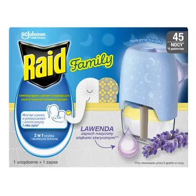 Raid Family, elettrofumogeno con liquido insetticida contro le zanzare, oltre 1 anno, lavanda, 2