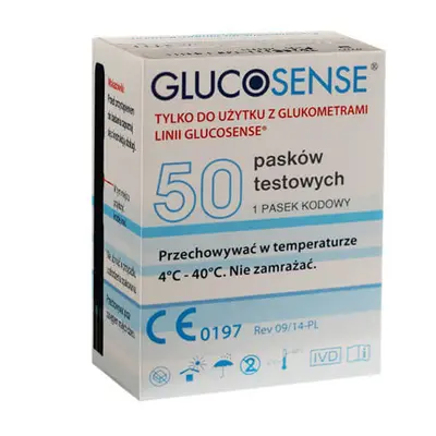 Strisce reattive per glucometro Glucosense, 50 unità