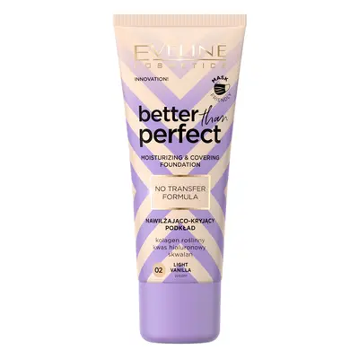 Eveline Cosmetics Better Than Perfect, fondotinta idratante e coprente, n. 02, vaniglia chiaro, 