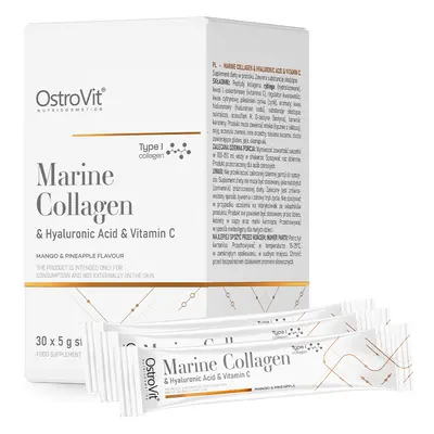 OstroVit collagene marino + acido ialuronico + vitamina C, gusto cocco e pesca, 5 g x 30 bustine