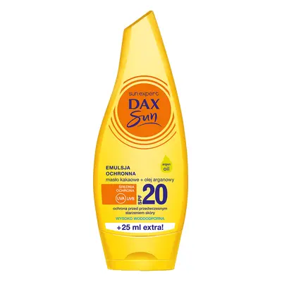 DAX Sun, emulsione protettiva con burro di cacao e olio di argan, SPF 20, 175 ml