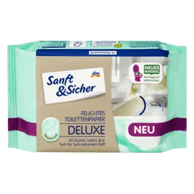 Carta igienica umidificata Sanft&Sicher Deluxe Sensitive, 50 pz